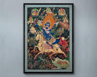 Palden Lhamo ("Glorious Goddess") Giclée Tibetan Buddhist Nepal Deity Feminist Thangka Vajrayana Vintage Fine Art Print