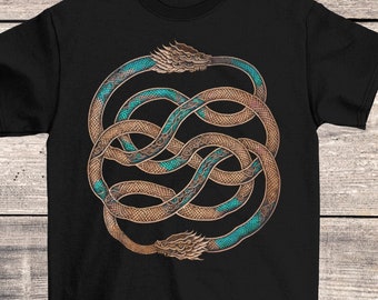 The Ouroboros: Medieval Mystical Symbol | Serpent, Dragon Esoteric Alchemy | Trippy Egyptian Ouroboros Circle of Life Graphic Art T-Shirt