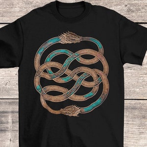 The Ouroboros: Medieval Mystical Symbol | Serpent, Dragon Esoteric Alchemy | Trippy Egyptian Ouroboros Circle of Life Graphic Art T-Shirt