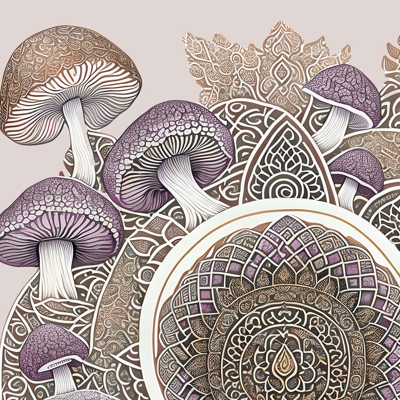 Psychedelic Mushroom Mandala, Sacred Geometry Yantra, Psilocybin Shrooms, Trippy Tattoo Graphic-Art T-Shirt