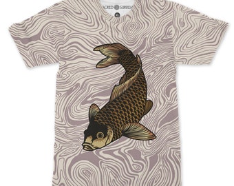 Katsushika Hokusai Carp (Koi) Ukiyo-e Japanese Vintage Edo Period Woodblock Print | Zen Art Hand Drawn Graphic-Art T-Shirt