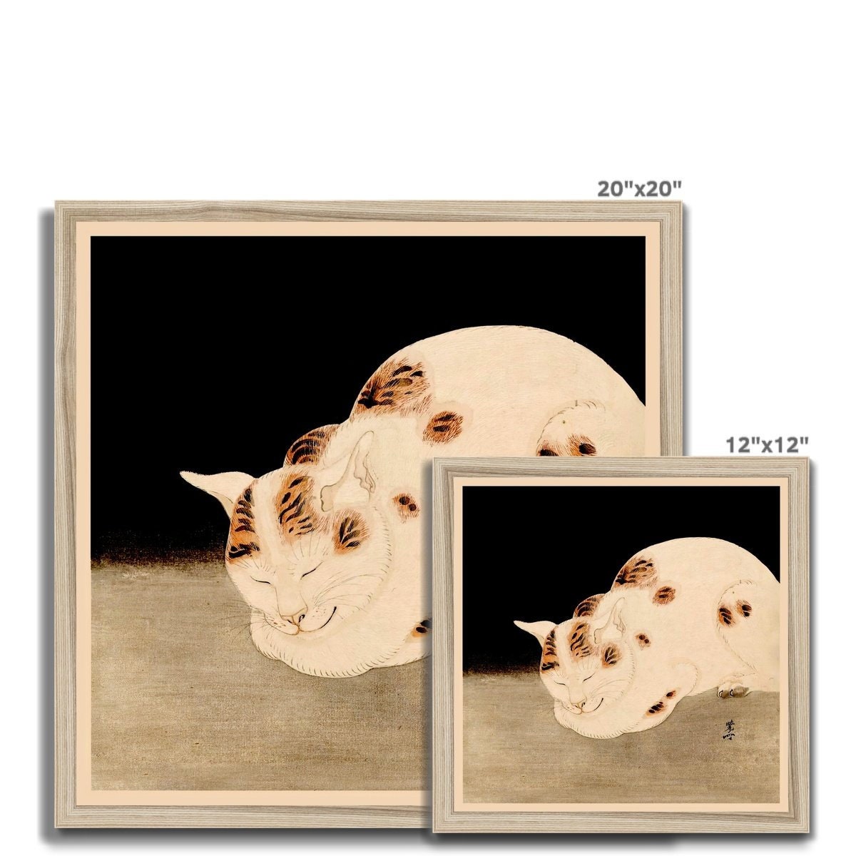 かわいい眠り猫（河鍋暁斎）木版画 日本の明治浮世絵 アンティーク 猫