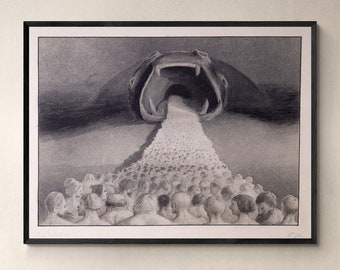 Alfred Kubin, Vers l’inconnu Simbolista Surrealista Gótico Gótico Surreal Oculto Sobrenatural Vida e Morte Decoração Impressão de Belas Artes Vintage