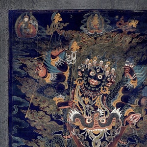 Guru Dragpur or Vajrakila Wrathful Padmasambhava, Bliss Mandala, Tibetan Thangka Dharma Protector Vintage Buddhist Antique Fine Art Print