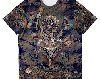 Guru Dragpur eller Vajrakila Wrathful Padmasambhava, Mandala of Bliss, vintage tibetansk Thangka Dharma Vintage Boho Dark Graphic Art T-shirt