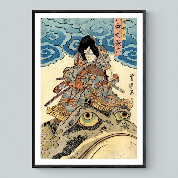 絵画 Girappy Framed Japanese Jiraiya Jiraya Giant Frog Toad | Ninja Samurai