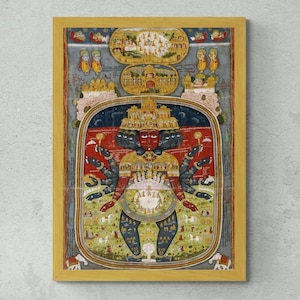 Carte cosmique encadrée du Seigneur Krishna | Divinité hindoue Art divin, Brahma Shiva Rama Yoga Studio Mythologie indienne Spirituel vintage Impression artistique
