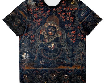 Mahakala as Panjarantha Tibetan Buddhist Wrathful Deity Thangka Vintage Antique Vajrayana Graphic Art T-Shirt Tee