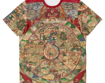 Bhavacakra Mandala (The Wheel of Life) Buddhist Dharma Meditation Vintage Thangka Vajrayana T-Shirt
