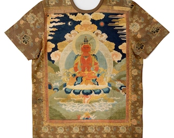 Amitabha (Amitayus), the Bodhisattva of Limitless Life Thangka, Vintage Tee Antique Graphic T-Shirt