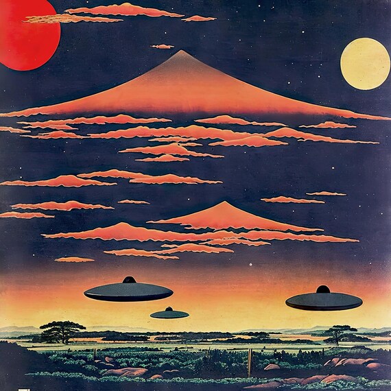 Extraterrestrial Japanese Art | UFO Space ET Aliens, 宇宙人