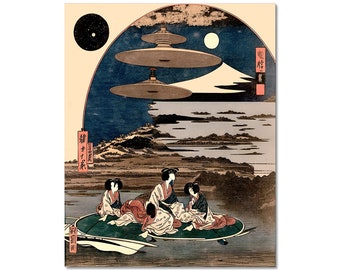 日本の浮世絵に描かれた宇宙人｜宇宙人、UFO、宇宙人、日本のシュール