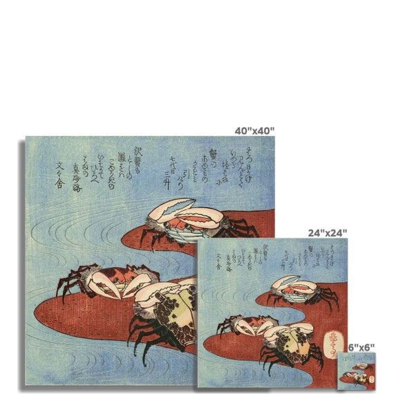 Three Crabs on the Shore, Beach, Marine Life, Yashima Gakutei