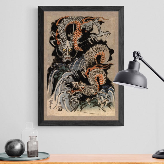Utagawa Kuniyoshi Asian Dragon: Japanese Mythology Ukiyo-e