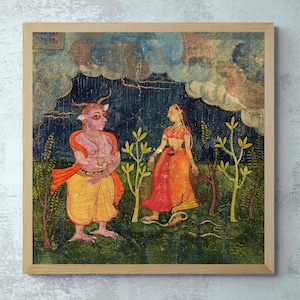 Oprawiony Rasikpriya Średniowieczny Rakshasa, Estetyka Miłości | Boska Nadprzyrodzona Mitologia Dżina | Sanskrycki Poemat Hinduistyczny Buddyjski Oprawiony Wydruk