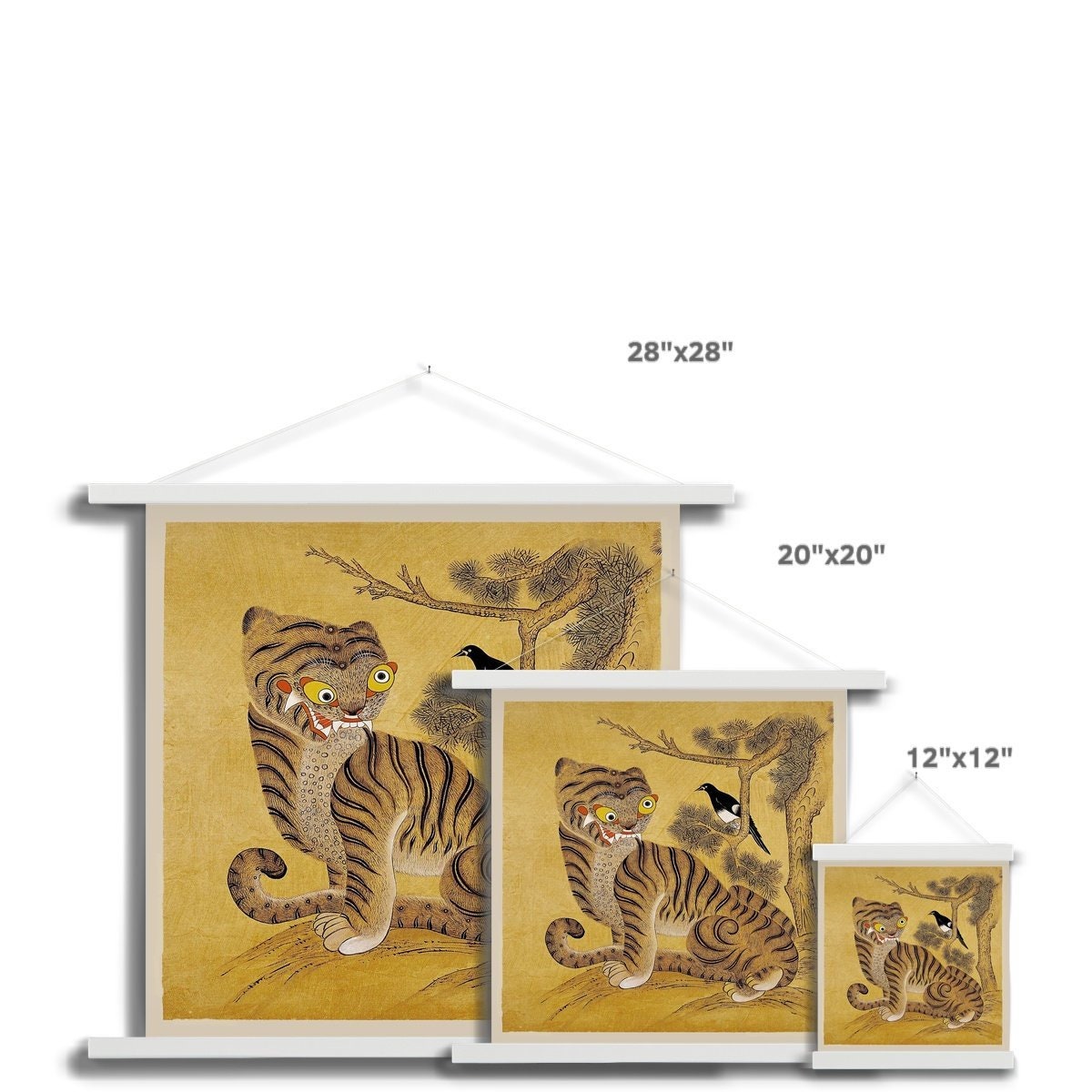 奇抜なトラとカササギ：19世紀韓国民画 | ヴィンテージの鳥とかわいい