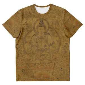 Gold Avalokiteshvara, Tibetan Buddha Dalai Lama Incarnation, Reincarnation, Om Mantra Padme Hum Buddhist Graphic Art T-Shirt