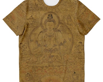 Gold Avalokiteshvara, Tibetan Buddha Dalai Lama Incarnation, Reincarnation, Om Mantra Padme Hum Buddhist Graphic Art T-Shirt