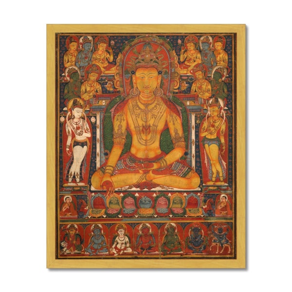 Buddha Ratnasambhava | Tibetan Buddha of Wealth, Prosperity, Deity of Abundance, Law of Attraction, The Secret Antique Framed Art Print