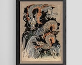 歌川国芳 龍: 日本神話 浮世絵 アンティーク 蛇 (彼へのギフト) 木版画