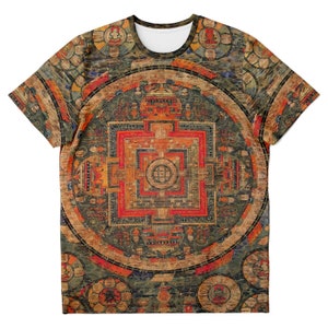 Ancient Tibetan Healing Mandala Thangka Yantra Sacred Geometry | Mindfulness Mahayana Meditation Wisdom Graphic Art T-Shirt Tee