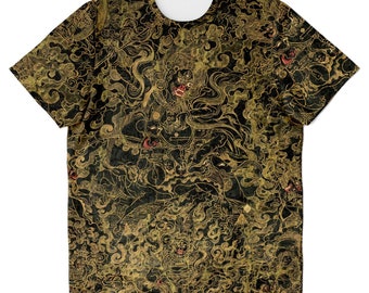 Antique Tibetan Thangka | Vintage Himalayan Sacred Dharma Art | Buddhist Deity Meditation Mandala | Trippy Vintage Graphic Art T-Shirt Tee