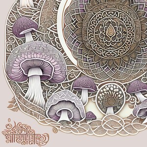 Psychedelic Mushroom Mandala, Sacred Geometry Yantra, Psilocybin Shrooms, Trippy Tattoo Graphic-Art T-Shirt