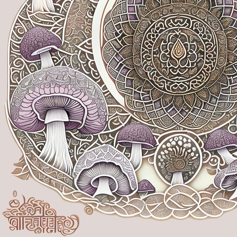 Psychedelic Mushroom Mandala, Sacred Geometry Yantra, Psilocybin Shrooms, Trippy Tattoo Graphic-Art T-Shirt
