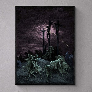 La crocifissione di Gesù, Gustave Doré / Passione cristiana biblica di Cristo / Fede spirituale, regalo d'arte murale evangelica, stampa d'arte d'epoca