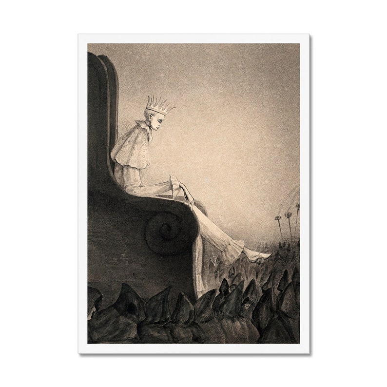 Alfred Kubin: The Last King, Symbolist Anti Capitalist Surreal Wall Art Antique Gothic Decor Dark Wiccan Pagan Occult Framed Art Print White Frame