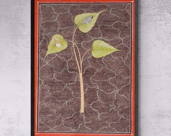 Markandeya contemplando Krishna no oceano cósmico | Miniatura Rajasthani | Bhakti, espiritualidade indiana, presente hindu Gita | Impressão artística vintage