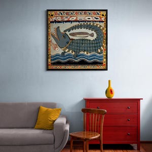 Framed Gazi Pir Crocodile Scroll Ancient Indian Art | Islamic Art, Muslim Art | Vintage Antique Sufi Alligator Framed Art Print