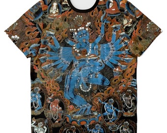 Hevajra: Protective Deity of Compassion and Wisdom, Tibetan Thangka Vintage Antique Buddhist Graphic Art T-Shirt Tee