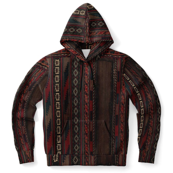 Antique Nomadic Baluch Tribal Saddle Bag Hoodie, Ethnic Boho Hippie Jacket Gift Bohemian Afghan Pullover Unisex Vintage Hoodie