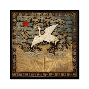 Chinese Silk Embroidery Heron Bird Mandarin Square Qing - Etsy