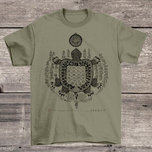 Taoist Tortoise Divination: I Ching, Chinese Calligraphy, Turtle Talisman, Sacred Geometry Graphic Art T-Shirt