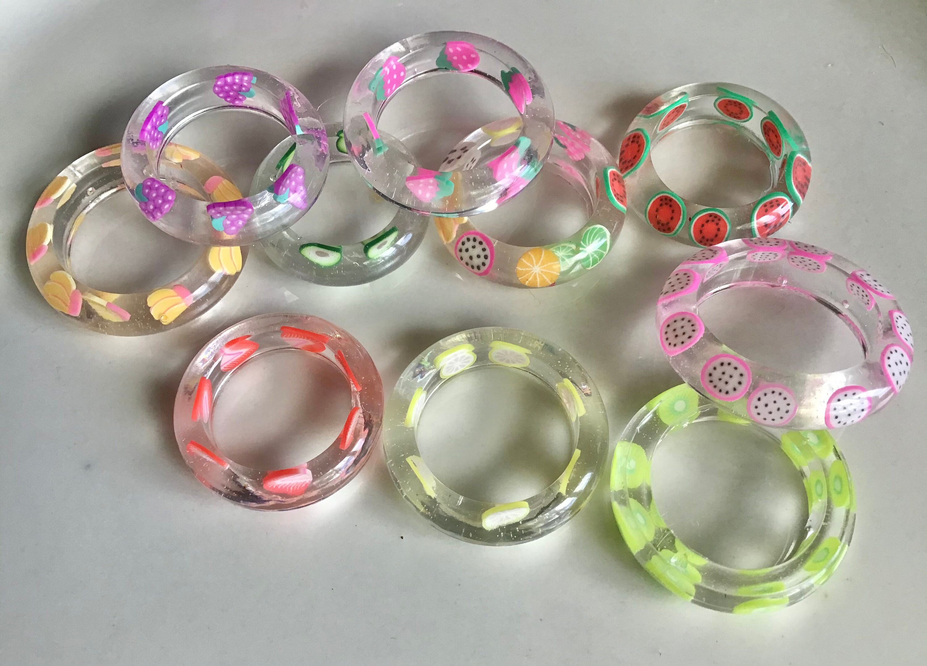 Chunky Fruit Rings Resin Fruit Rings Stackable Fruit salad Etsy