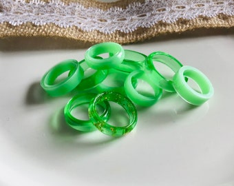 Green Resin Ring, Clear Resin Rings, Opaque Jade Coloured Rings, Trendy Jewellery