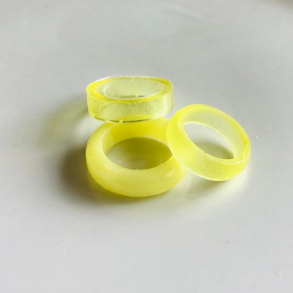 Clear Yellow Resin Ring, Opaque Coloured Rings, Yellow Rings, Minimalist Jewellery, Stackable Rings
