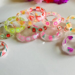 Chunky Fruit Rings, Resin Fruit Rings, Stackable Fruit salad Rings, Fun Rings