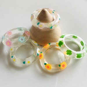 Chunky Resin Rings, Flower Rings, Stackable Rings, Fun Rings