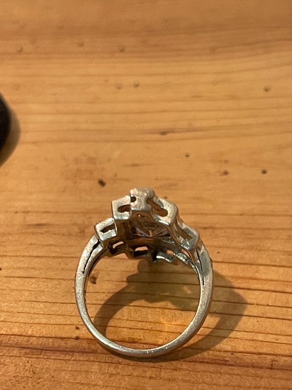 Vintage Silver Ring Pink Gemstone & Smaller Stones View 5