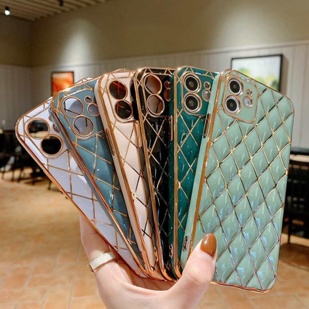 Fashion Square Leather Phone Case For iPhone 11 12 Pro Max XS MAX XR 7 8  Plus SE Luxury Geometric cover For Samsung S20 21 Coque