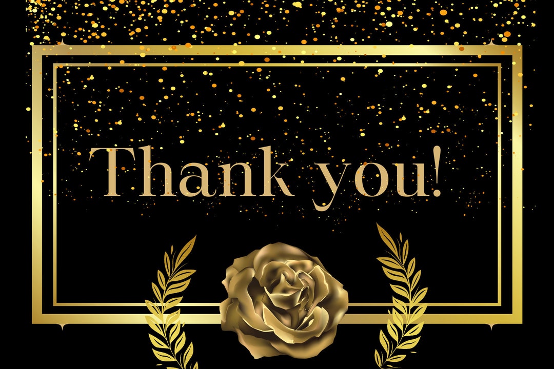 Black and Gold Modern Digital Thank You Card - Etsy