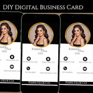 Tarjeta de presentación digital de lujo BBCS para la mujer moderna, editable en Canva con cuenta gratuita, tarjeta de presentación DIY
