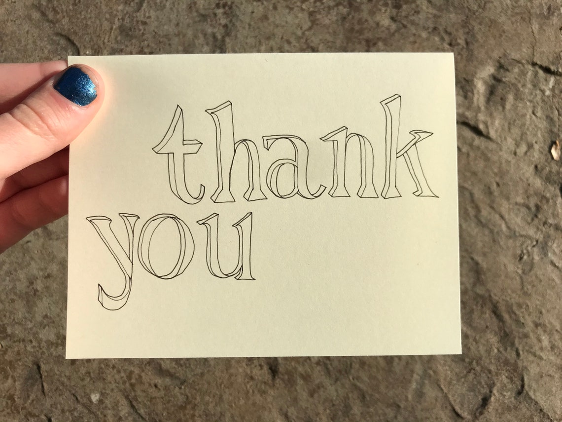 Bubble-letter Thank You Card | Etsy