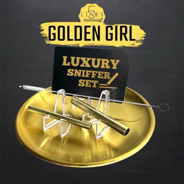 Ultimate luxury sniffer set “Golden Girl” including free brush, card and stand from 5LH