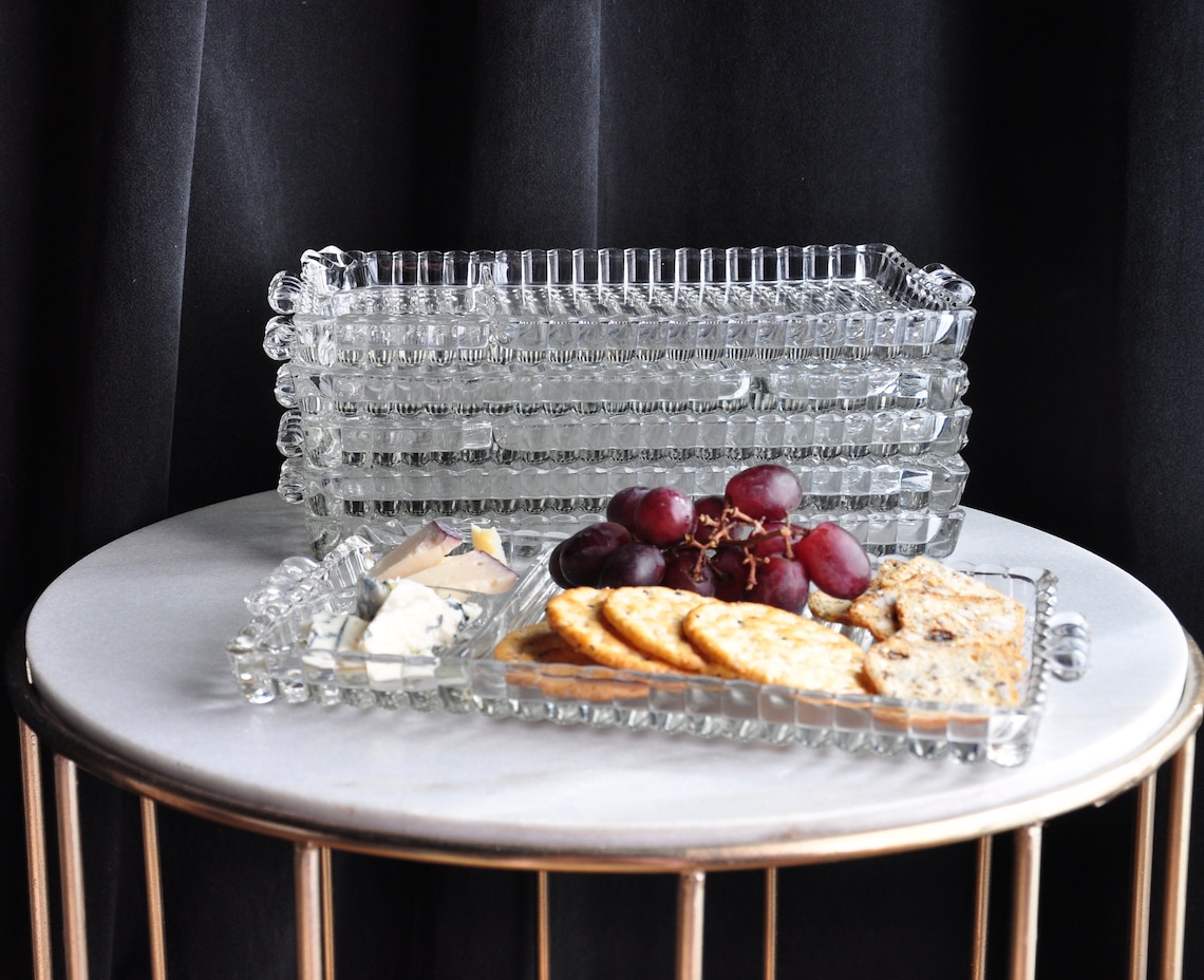 Set of 2 crystal/glass appetizer plates Etsy