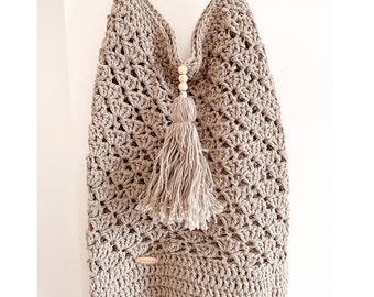 Organic Cotton Crochet Handbag: Handmade Boho Market Bag
