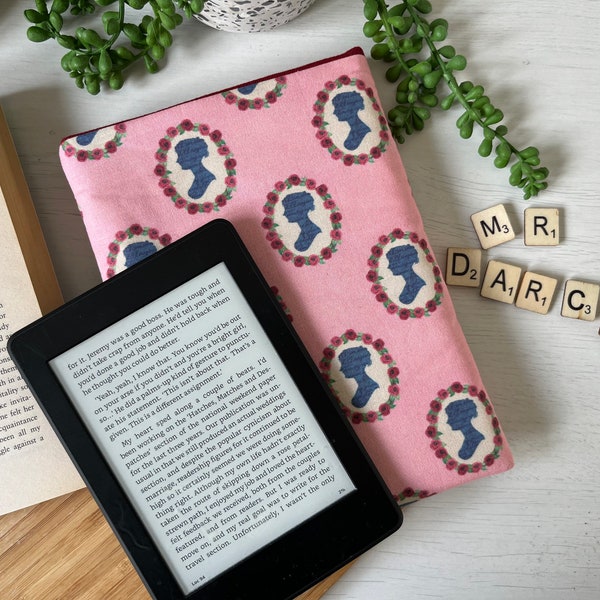 Jane Austen Kindle Book Sleeve Pouch | Padded | Cotton | Classic Book Gift